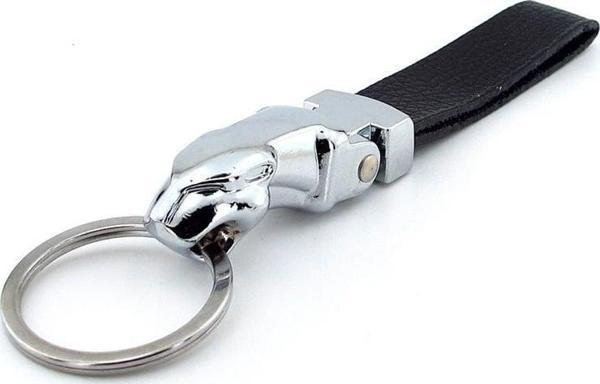 Jaguar Siyah Deri Parlak Ağır Metal Klasik Anahtarlık KC095 - Image 1