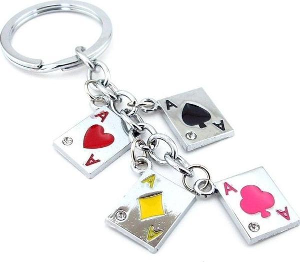 Kare As Poker İskambil Casino Oyun Kağıdı Metal Anahtarlık KC038 - Image 1