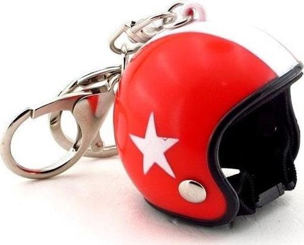 Kırmızı Beyaz Yıldız Scooter Motor Kaskı Anahtarlık Kc840 - Image 1