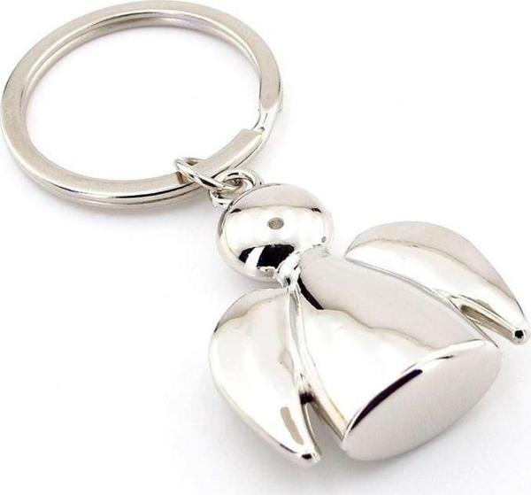 Melek Figür Angel Gümüş Renk Parlak Metal Anahtarlık KC097 - Image 1