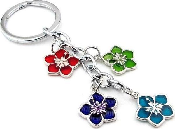 Renkli Bahar Çiçekleri Sallantılı Metal Anahtarlık Kc883 - Image 1