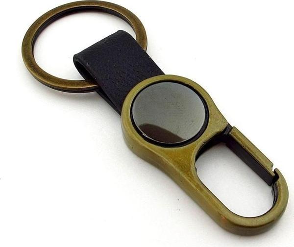 Siyah Deri Bronz Metal Kanca Askılı Hook Metal Anahtarlık KC049 - Image 1