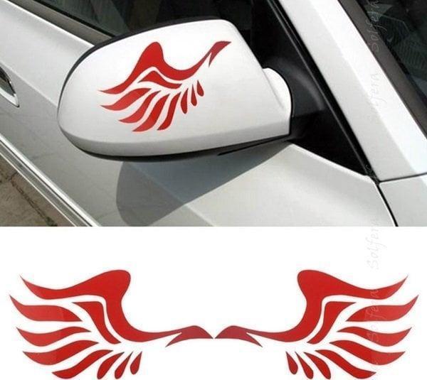 KIRMIZI MELEK KANADI OTOMOBİL YAN AYNA ETİKET ÇIKARTMA CS035 - Image 1