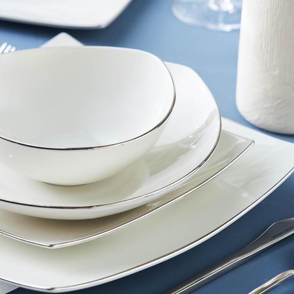 Karaca Square Bone Lucia 60 Parça 12 Kişilik Yemek Takımı Platin - Image 1