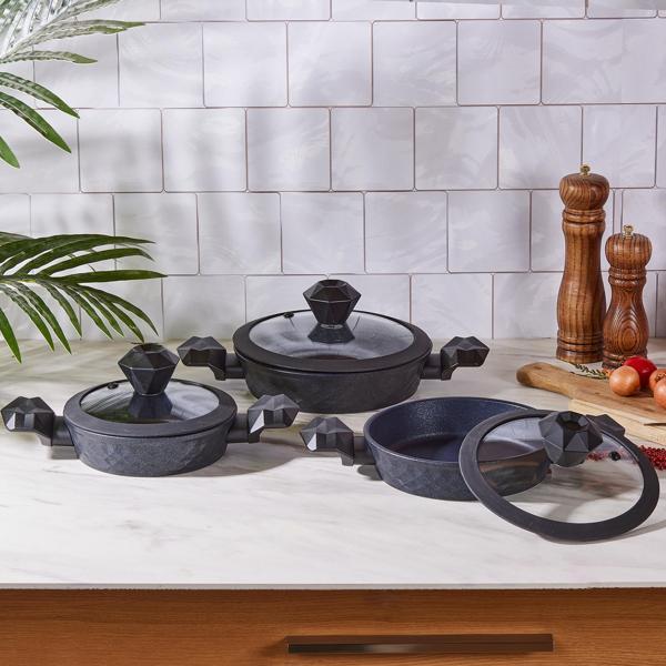 Karaca Biodiamond Antibakteriyel Kulp İndüksiyon Tabanlı 6 Parça Sahan Seti - Image 1