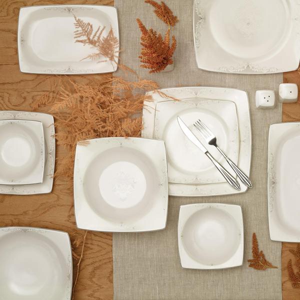 Karaca Square Bone Branco 57 Parça 12 Kişilik Yemek Takımı - Image 1