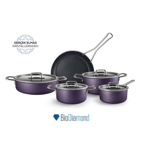 Karaca Mastermaid Biodiamond 9 Parça Tencere Seti Grape Purple - Image 1