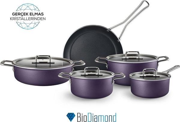 Karaca Mastermaid BioDiamond 9 Parça Tencere Seti Grape Purple - Image 1