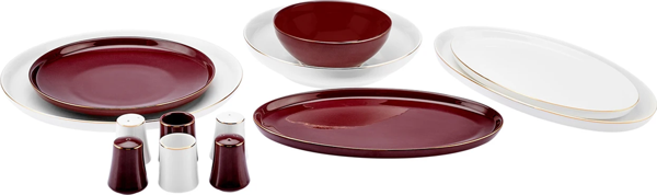 Karaca Elara Red-White 57 Parça 12 Kişilik New Bone Yemek Takımı - Image 1