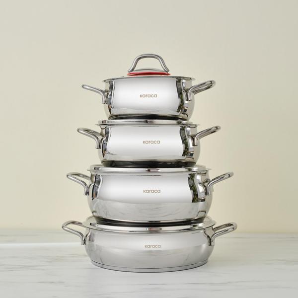Karaca Emirgan İndüksiyon Tabanlı 8 Parça Çelik Tencere Seti - Image 1
