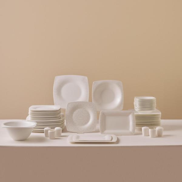 Karaca Fine Pearl Helen 58 Parça 12 Kişilik Kare Yemek Takımı - Image 1