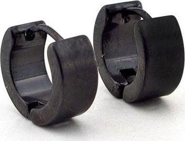 6mm KALINLIK SİYAH HALKA ÇELİK ERKEK KÜPE E385 - Image 1