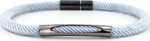 AÇIK GRİ ÖRGÜ İPLİ ANTRASİT METAL MIKNATISLI ERKEK BİLEKLİK M028P - Image 1