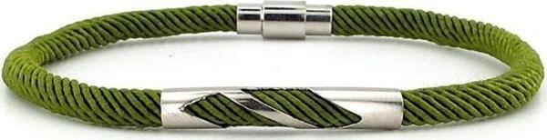 FISTIK YEŞİLİ ÖRGÜ İP METAL ÇENTİK MIKNATIS ERKEK BİLEKLİK M027C - Image 1