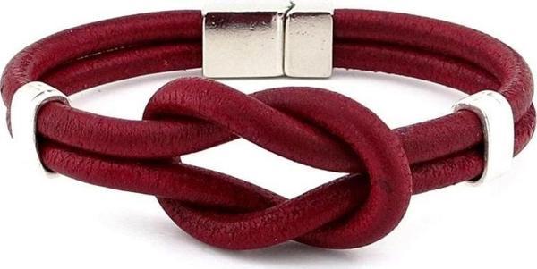Bordo Alaçatı Düğüm Orjinal Deri Erkek Bileklik M052H - Image 1