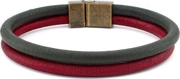BORDO HAKİ YEŞİL GERÇEK DERİ METAL MIKNATIS BİLEKLİK M016F - Image 1