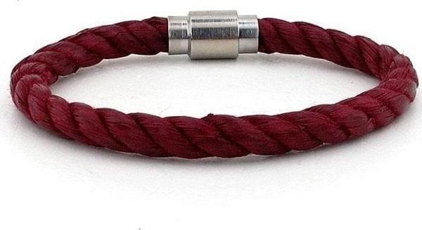 BORDO HALAT GÜMÜŞ RENK MANYETİK KLİPSLİ ERKEK BİLEKLİK BT386 - Image 1