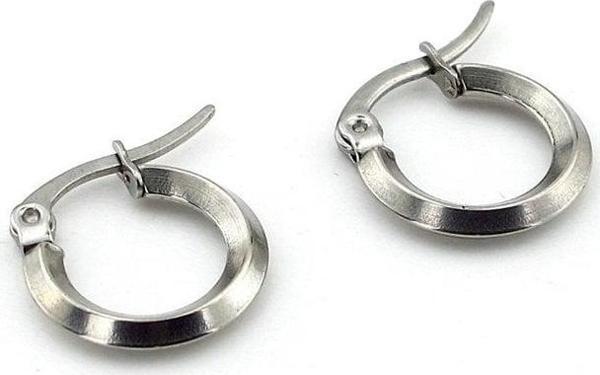 GÜMÜŞ RENKLİ ÇELİK UNİSEX ERKEK KADIN HALKA KÜPE E959 - Image 1