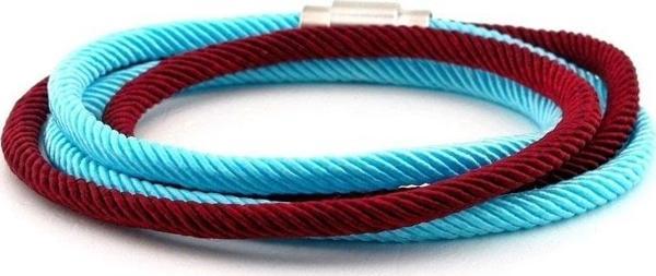 BORDO MAVİ ÇİFT SIRA MANYETİK KLİPS ERKEK BİLEKLİK BT471 - Image 1