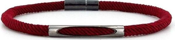 BORDO ÖRGÜ İPLİ ANTRASİT METAL MIKNATISLI ERKEK BİLEKLİK M028H - Image 1