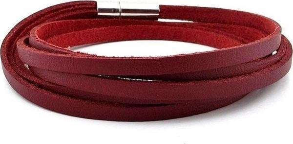 Bordo Orjinal Deri Çift Sıra Sarma Erkek Bileklik M049D - Image 1