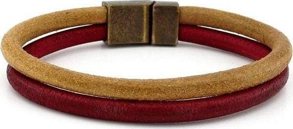 BORDO TABA ORJİNAL DERİ METAL MIKNATIS BİLEKLİK M016E - Image 1