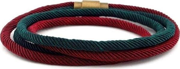 BORDO YEŞİL ÇİFT SIRA MANYETİK KLİPS ERKEK BİLEKLİK BT470 - Image 1
