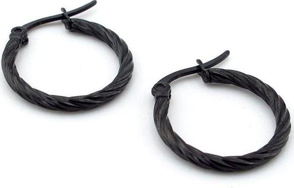 Halat Sargı Halka 20 mm Çap Siyah Paslanmaz Çelik Kadın Erkek Küpe ER057 - Image 1