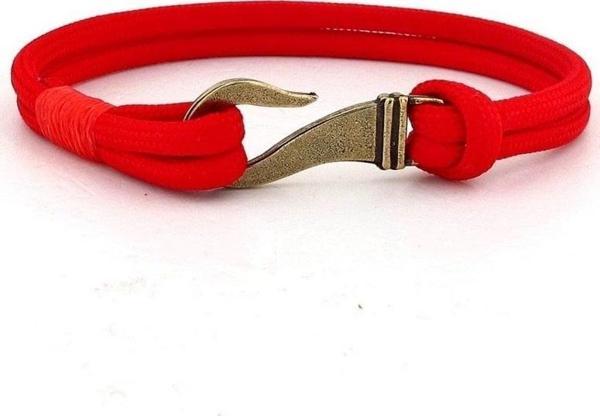 BRONZ METAL KANCA KIRMIZI PARACORD ERKEK BİLEKLİK BT615 - Image 1