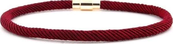 İNCE BORDO ÖRGÜ İP SARI MANYETİK KLİPS ERKEK BİLEKLİK BT458 - Image 1
