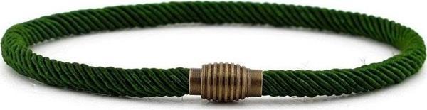 İNCE YEŞİL RENK ÖRGÜ İPLİ MANYETİK KLİPS ERKEK BİLEKLİK BT437 - Image 1