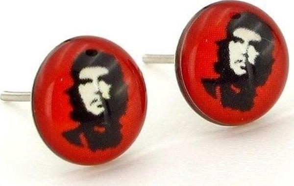 CHE GUEVARA KIRMIZI SİYAH UNİSEX ÇELİK KÜPE E780 - Image 1