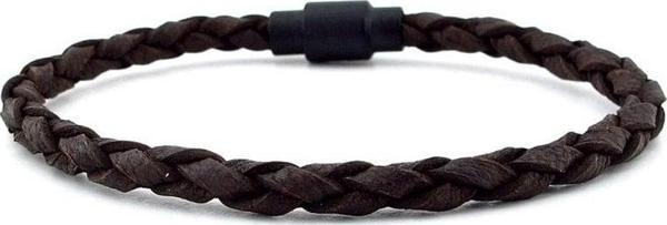 KAHVERENGİ ÖRGÜ MAT DERİ METAL MIKNATIS ERKEK BİLEKLİK M019M - Image 1