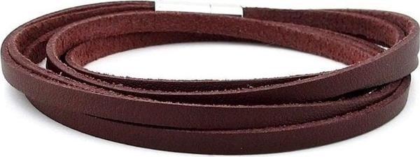 Kahverengi Orjinal Deri Çift Sıra Sarma Erkek Bileklik M049B - Image 1