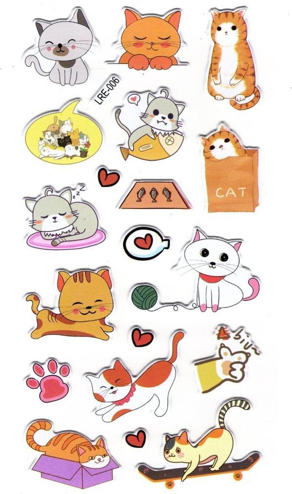 Sticker Kabartmalı Stiker Defter, Planlayıcı Etiket (lre-006) -17X9 cm - Komik Kaykay Kedi - Image 1