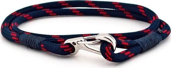 KIRMIZI LACİVERT PARACORD METAL KANCA ERKEK BİLEKLİK BT549 - Image 1