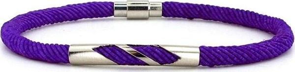 MOR ÖRGÜ İPLİ METAL ÇENTİK MIKNATISLI ERKEK BİLEKLİK M027E - Image 1