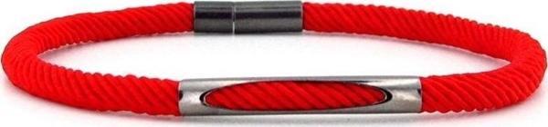 KIRMIZI ÖRGÜ İPLİ ANTRASİT METAL MIKNATISLI ERKEK BİLEKLİK M028D - Image 1