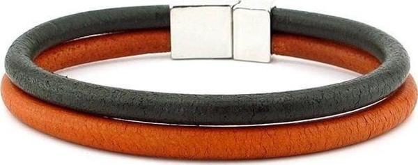 Kızıl Taba Haki Yeşil Orjinal Deri İki Sıra Erkek Bileklik M016P - Image 1