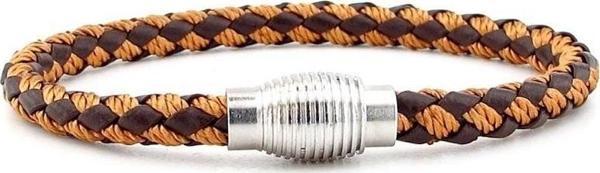 OVAL METAL MANYETİK KAHVE TABA ÖRGÜ DERİ ERKEK BİLEKLİK M033F - Image 1