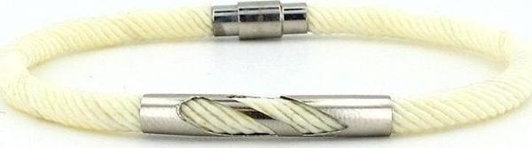 KREM RENGİ ÖRGÜ İP METAL ÇENTİK MIKNATIS ERKEK BİLEKLİK M027S - Image 1