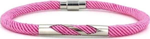 PEMBE ÖRGÜ İPLİ METAL ÇENTİK MIKNATISLI ERKEK BİLEKLİK M027Q - Image 1