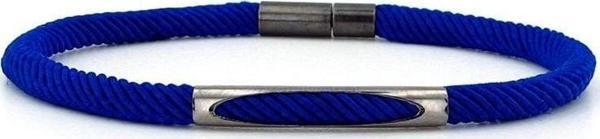SAKS MAVİ ÖRGÜ İPLİ ANTRASİT METAL MIKNATIS ERKEK BİLEKLİK M028K - Image 1