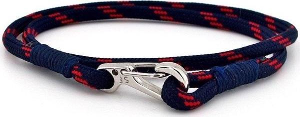 LACİVERT KIRMIZI PARACORD METAL KANCA SARMA ERKEK BİLEKLİK M011B - Image 1