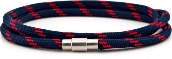 LACİVERT KIRMIZI PARACORD ÜÇ SIRA SARMA ERKEK BİLEKLİK BT545 - Image 1