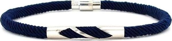 LACİVERT ÖRGÜ İPLİ METAL ÇENTİK MIKNATISLI ERKEK BİLEKLİK M027D - Image 1