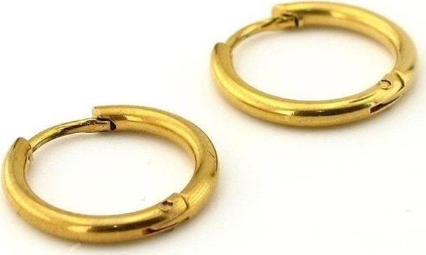 SARI RENK 16mm İNCE HALKA ÇELİK UNİSEX KÜPE E760 - Image 1