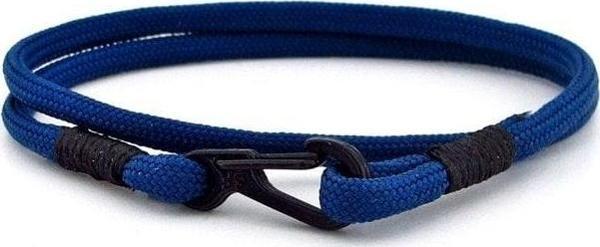 LACİVERT PARACORD METAL SİYAH KANCA SARMA ERKEK BİLEKLİK M011Q - Image 1