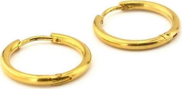 SARI RENKLİ ÇELİK 18mm GENİŞ BOY İNCE HALKA ERKEK KÜPE E762 - Image 1