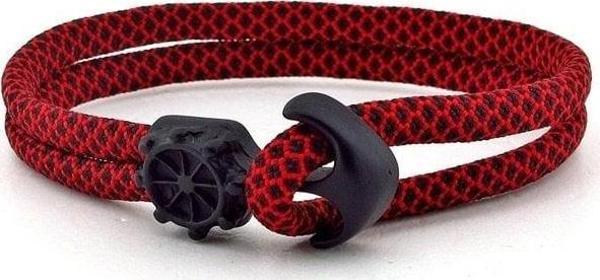 SİYAH ÇAPA KIRMIZI PARACORD ERKEK BİLEKLİK BT259 - Image 1